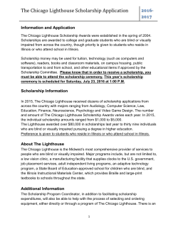 The 2016 Chicago Lighthouse Scholarship Application