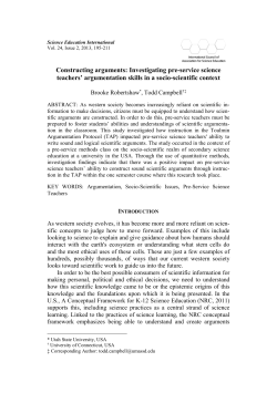 Socio-scientific Issues as a Context for Argumentation