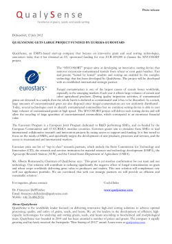 Press release D&uuml;bendorf, 12 July 2012 QUALYSENSE GETS