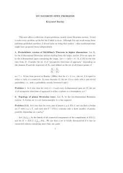 MY FAVORITE OPEN PROBLEMS Krzysztof Burdzy This note offers