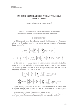 ON SOME GENERALIZED NORM TRIANGLE INEQUALITIES 1