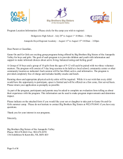 Game On Go Girls Camp Application for 9 - 12yr olds