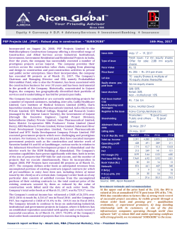 PSP Projects Ltd . (PSP) : Robust play in construction