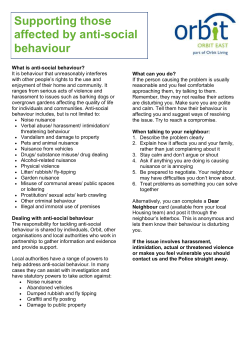 Supporting those affected by anti-social behaviour