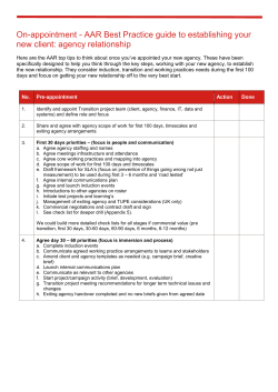On-appointment - AAR Best Practice guide to establishing your new