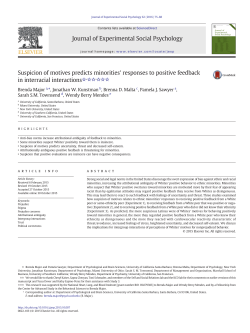 Suspicion of motives predicts minorities` responses to positive