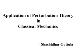 The Application of Perturbation Theory in Classical