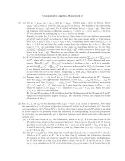 Commutative algebra, Homework 2 (1) (a) Let y1 = y(2,0), y2 = y(1,1)
