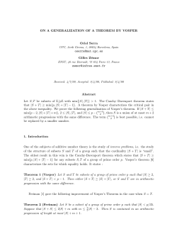 ON A GENERALIZATION OF A THEOREM BY VOSPER Oriol