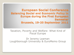 Taxation, Poverty and Welfare: what kind of fiscal Europe?