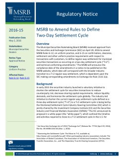 MSRB to Amend Rules to Define Two