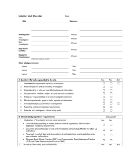 Initiation Visit Checklist