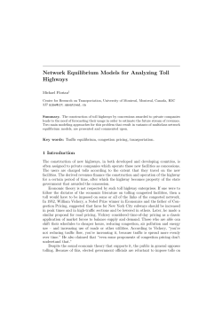 Network Equilibrium Models for Analyzing Toll Highways