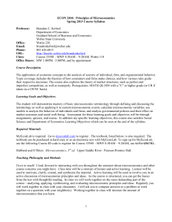 Principles of Microeconomics Spring 2013 Course Syllabus Professor
