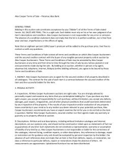 Full Terms of Sale - Alex Cooper Auctioneers