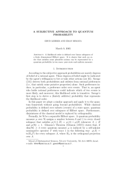 A Subjective Approach to Quantum Probability - Philsci
