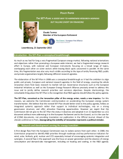 the SET-Plan - CLAUDE TURMES