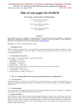 Paper Format - International Journal of Application or Innovation in