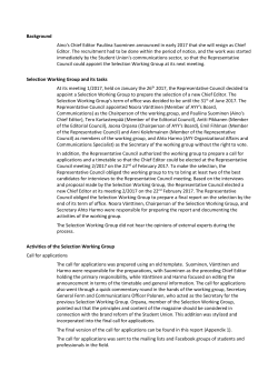 Activities of the Selection Working Group - Inside