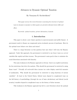 Advances in Dynamic Optimal Taxation