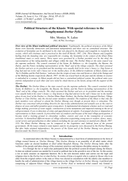 Political Structure of the Khasis: With special reference to the