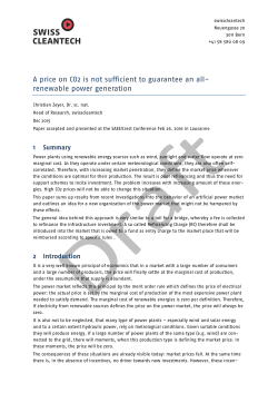 A price on CO2 is not sufficient to guarantee an all