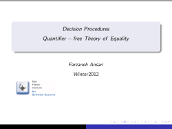 Decision Procedures Quantifier − free Theory of Equality