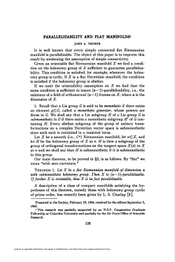 PARALLELIZABILITY AND FLAT MANIFOLDS1 138