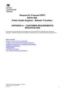 PHE CUSTOMER REQUIREMENTS SPECIFICATION