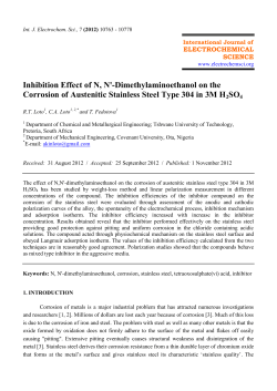 Inhibition Effect of N, N`-Dimethylaminoethanol on the Corrosion of