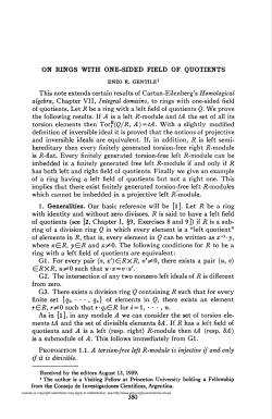 ON RINGS WITH ONE-SIDED FIELD OF QUOTIENTS 380