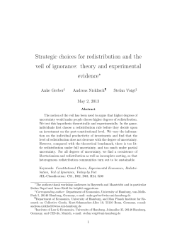 Strategic choices for redistribution and the veil of ignorance: theory