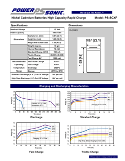 Nickel Cadmium Batteries High Capacity Rapid Charge Model: PS