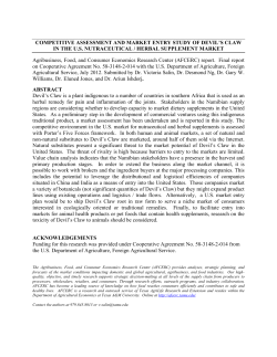 Competitive Assessment and Market Entry Study of Devil`s Claw in