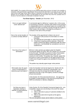 SWEDEN Agency Fact Sheet November 2012