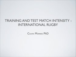 training and test match intensity - international rugby
