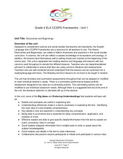 Grade 4 ELA CCGPS Frameworks - Unit 1