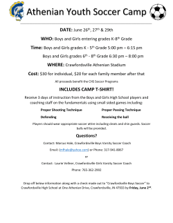 Athenian Youth Soccer Camp - Crawfordsville Community School