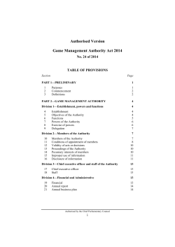 Authorised Version Game Management Authority Act 2014
