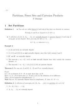 Partitions, Power Sets and Cartesion Products