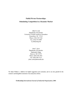 Public/Private Partnerships: Stimulating Competition in a Dynamic