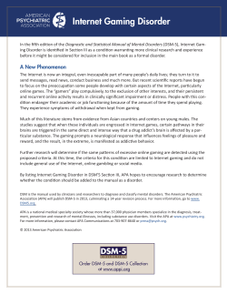 Internet Gaming Disorder - American Psychiatric Association