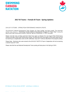 2017 ID Teams &ndash; Female ID Team - Spring Updates