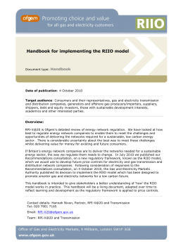 Handbook for implementing the RIIO model