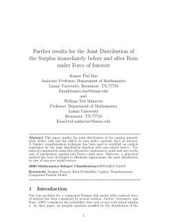 Further results for the Joint Distribution of the Surplus immediately