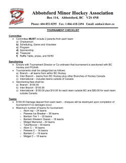 tournament checklist - Alberni Valley Youth Soccer Association