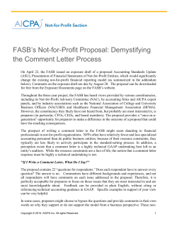 FASB`s Not-for-Profit Proposal: Demystifying the Comment
