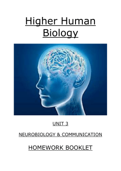 Higher Human Biology UNIT 3 NEUROBIOLOGY