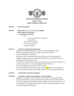 ATHLETIC DEPARTMENT IN-SERVICE August 7, 2014 Musser