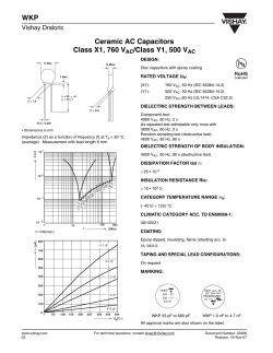 Ceramic AC Capacitors Class X1, 760 VAC/Class Y1, 500 VAC WKP